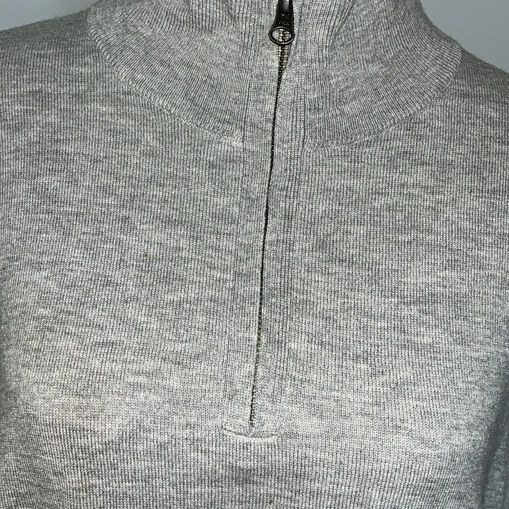 J Crew Mercantile Gray Zip Up Sweater High Collar Large.  Merino Wool Blend.